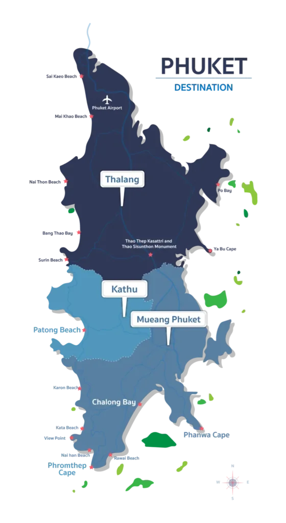 Map of Phuket airport transfer service area